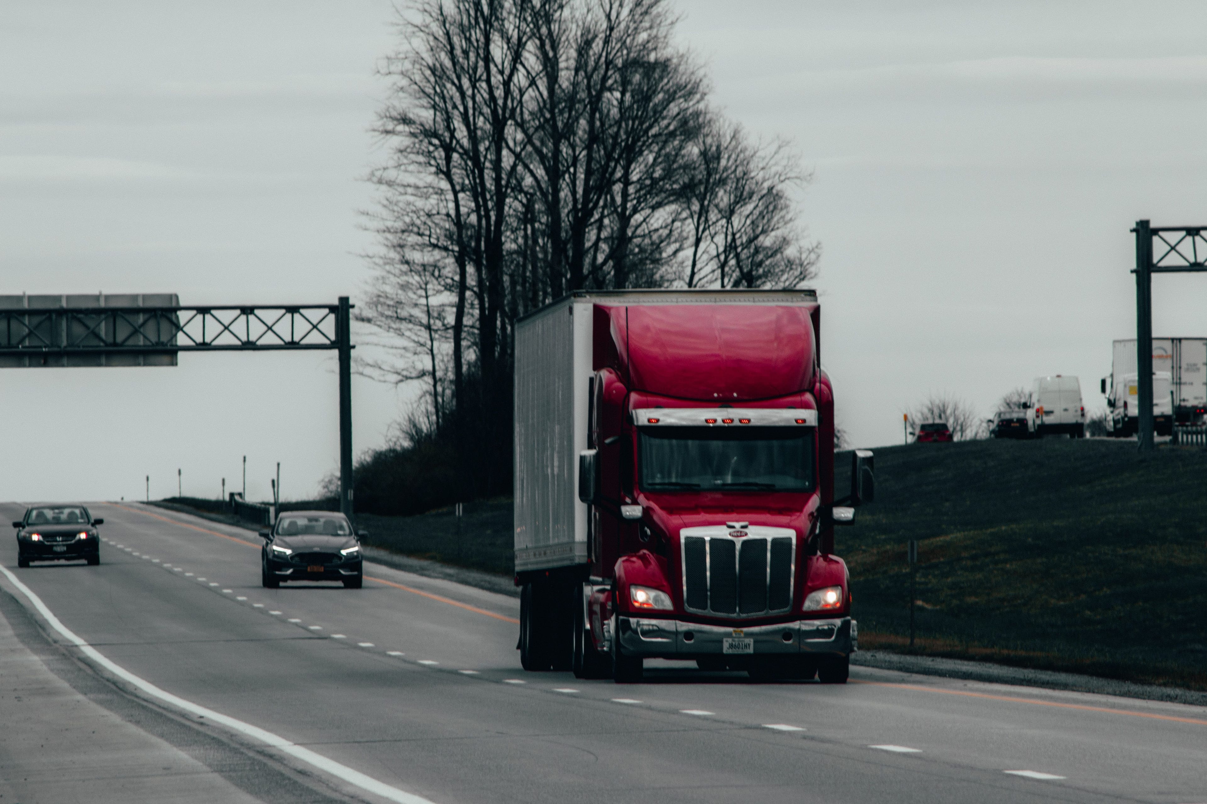 Semi-truck driving on highway