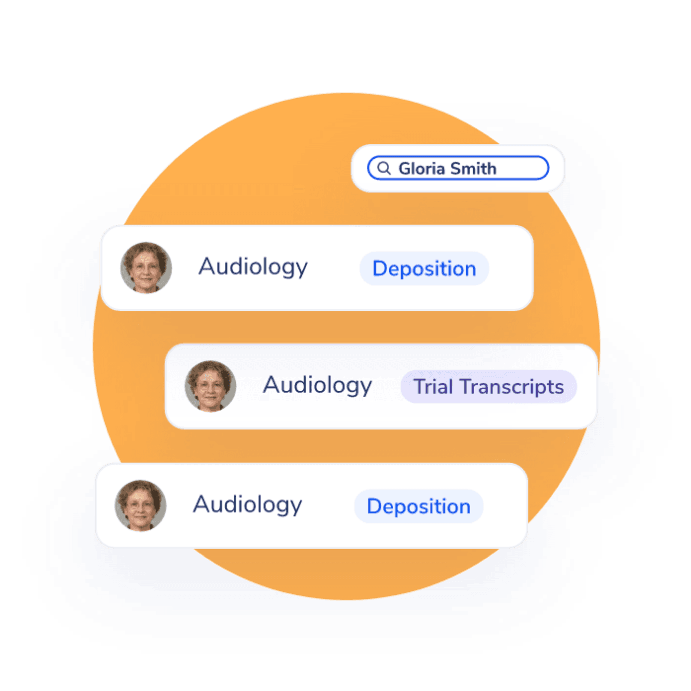 Search by name for depositions and trial transcripts