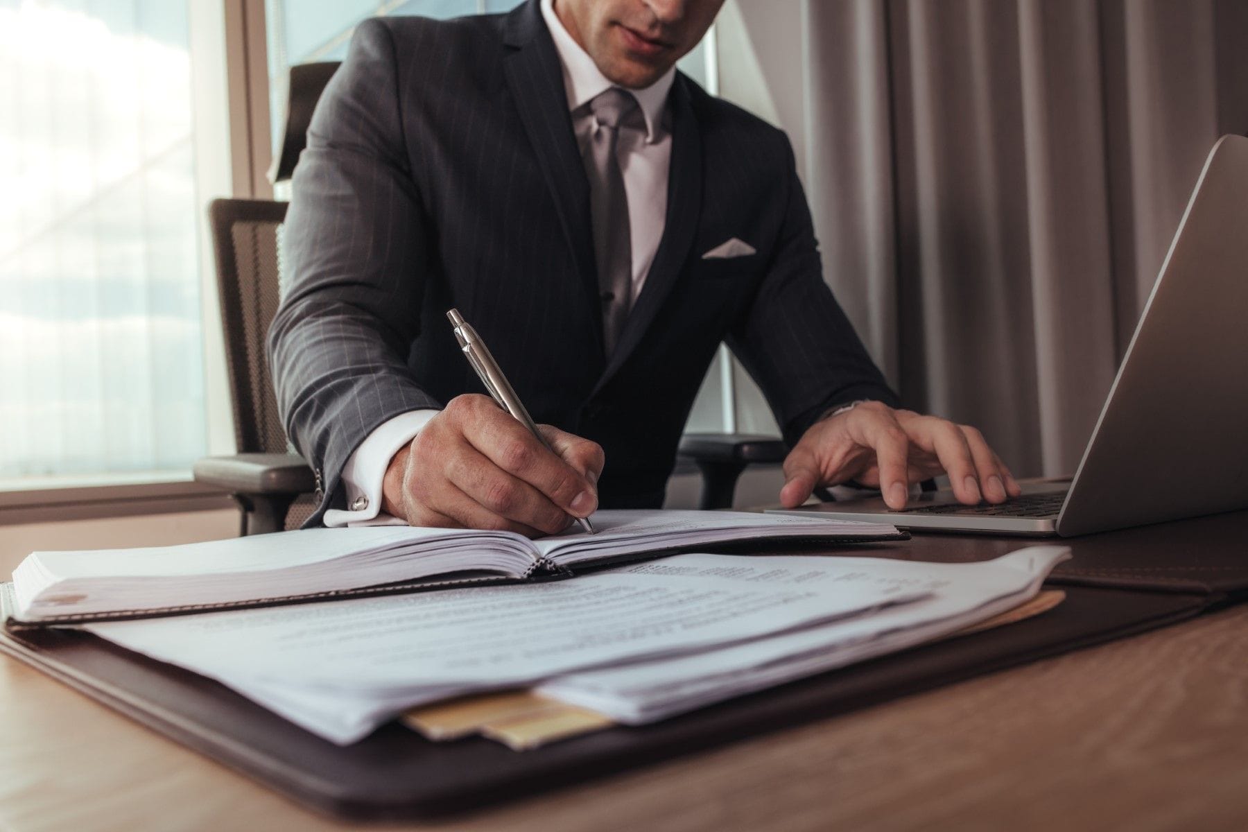 Attorney working at desk