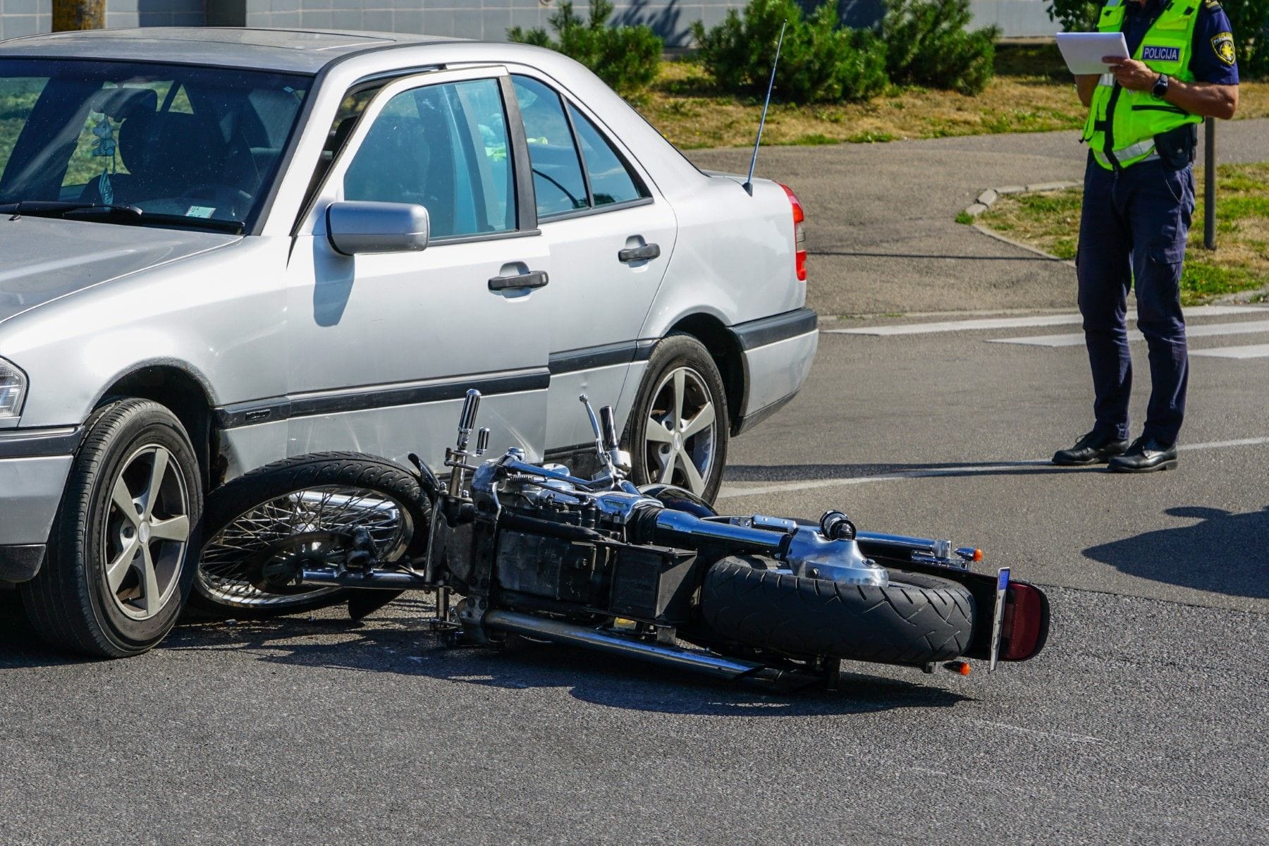 Motorcycle crash aftermath