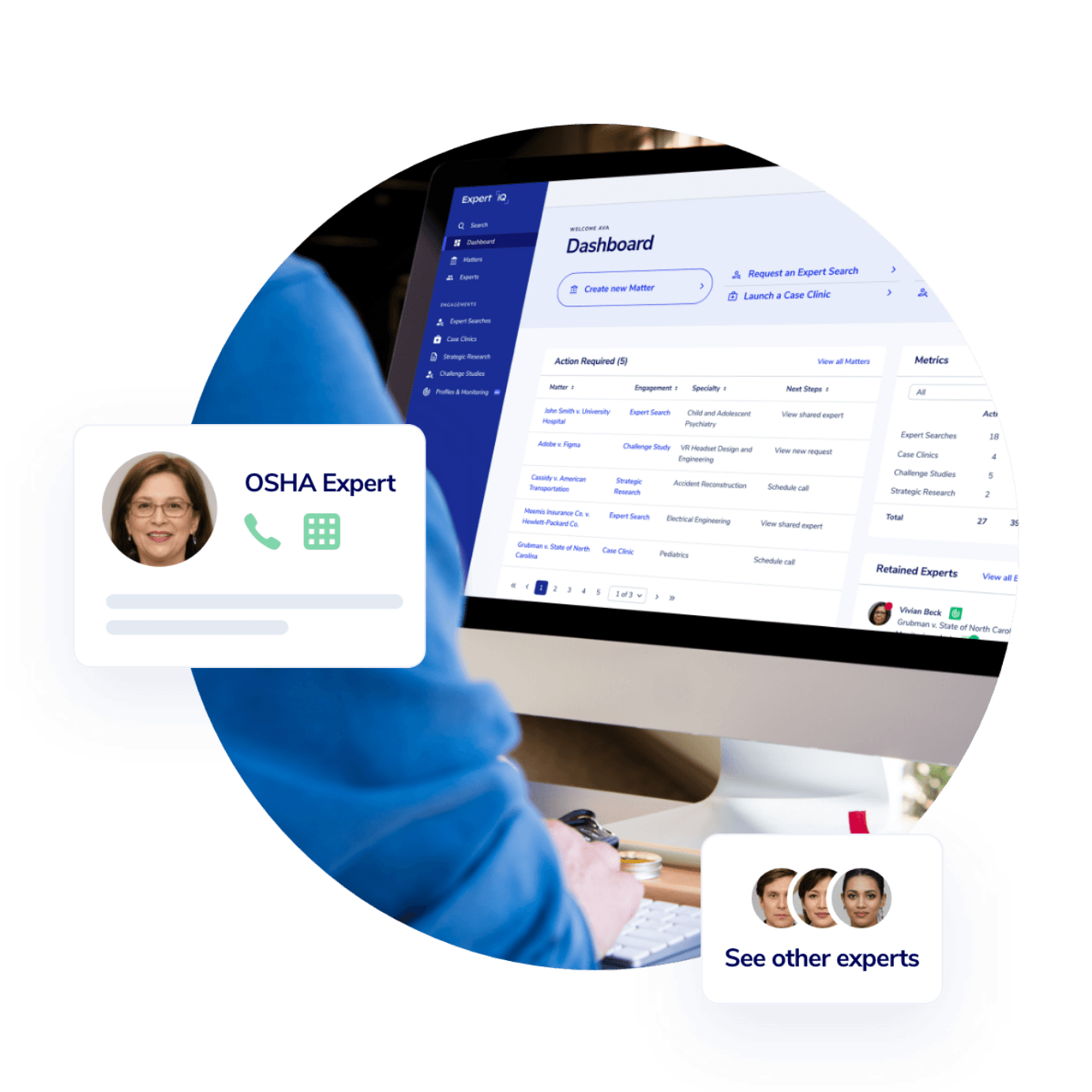 Attorney using Expert iQ to view their experts