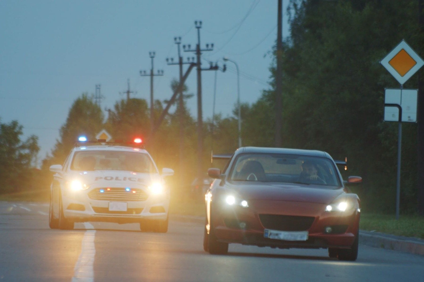 Police car in pursuit