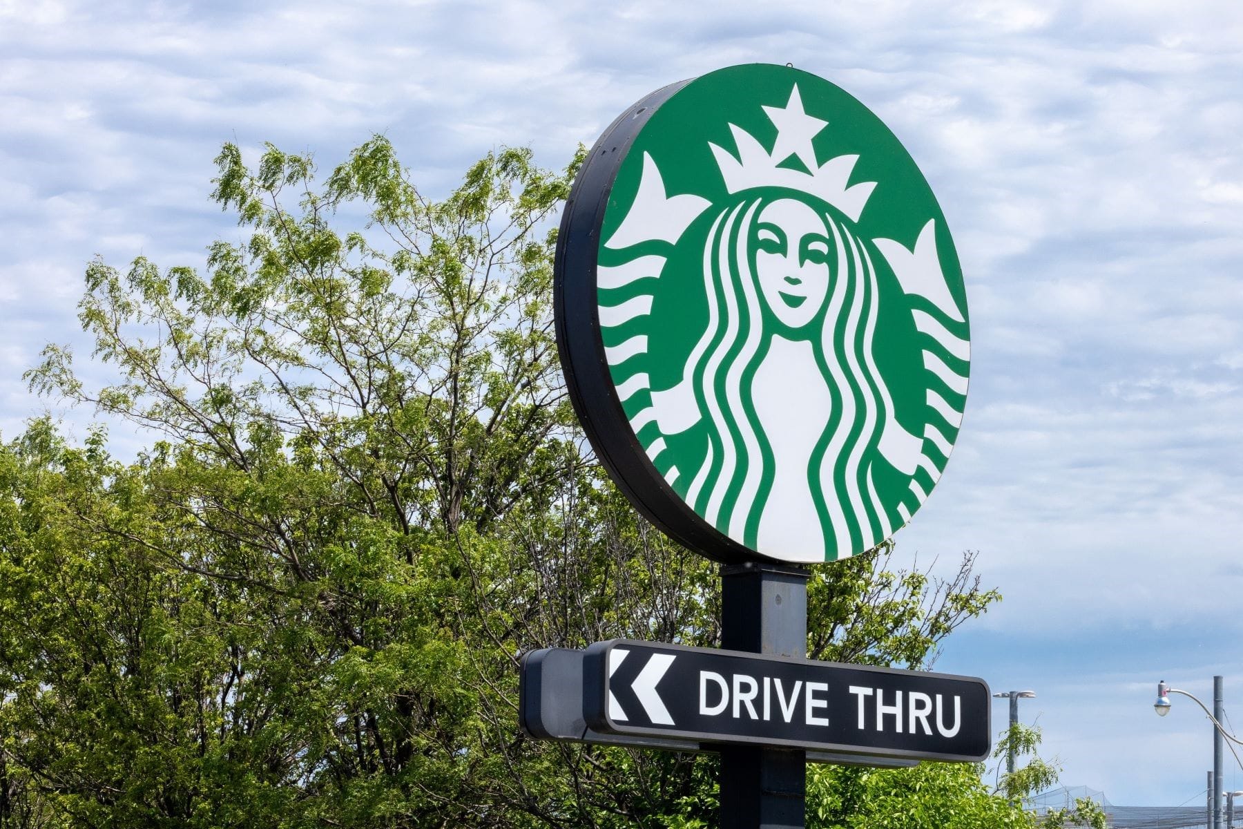 Starbucks drive through sign