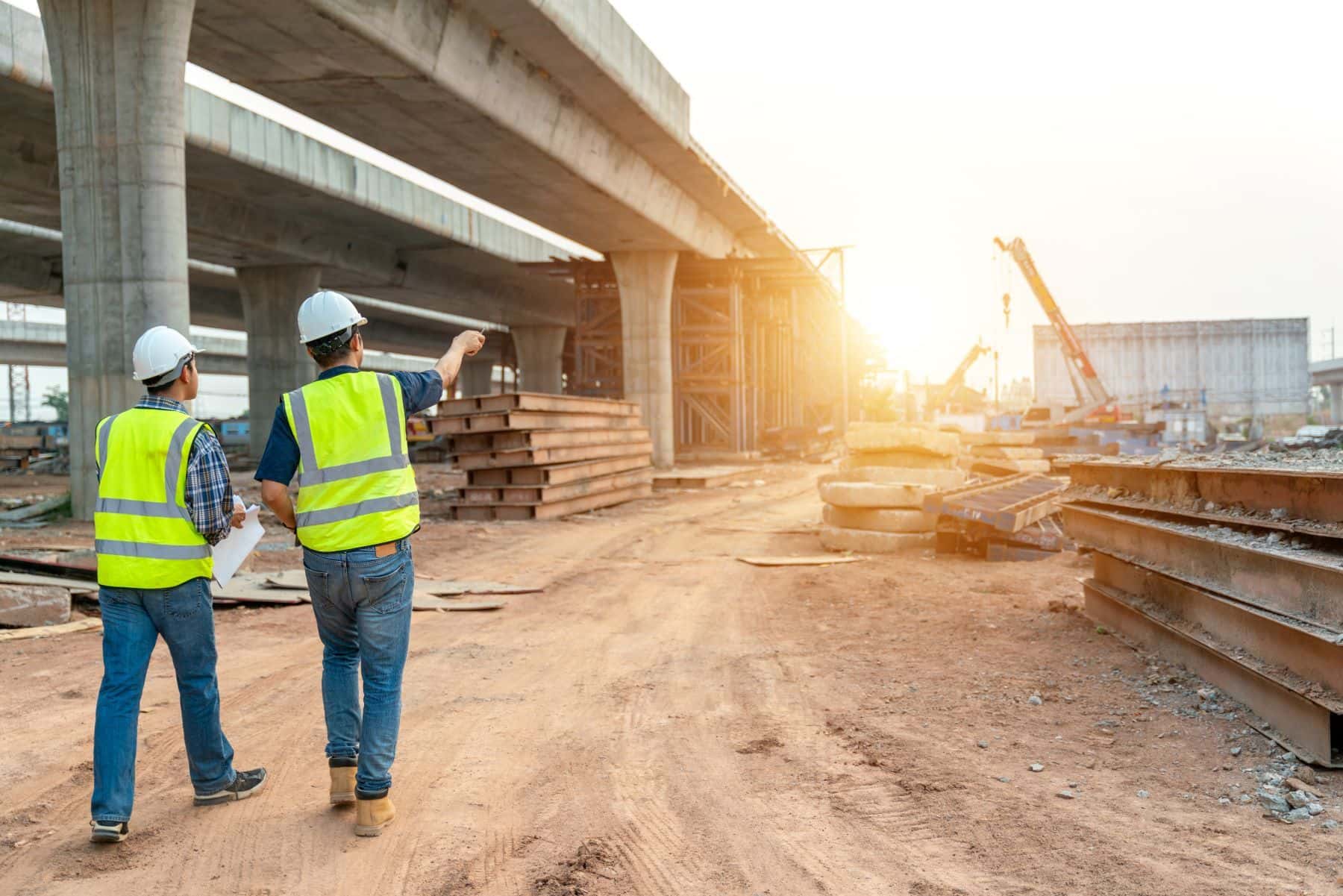 Construction workers on highway site