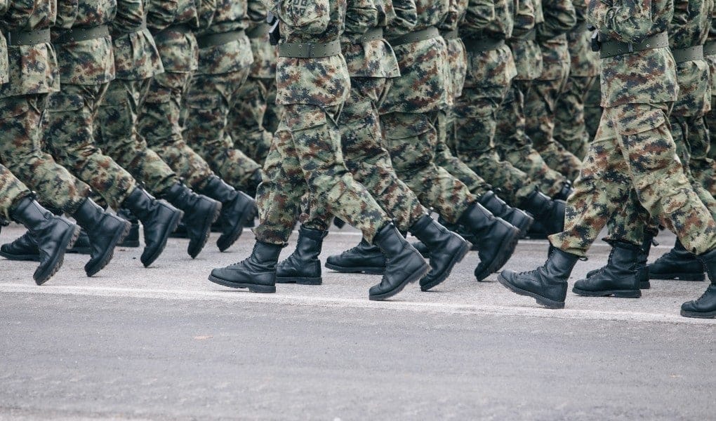 military walking