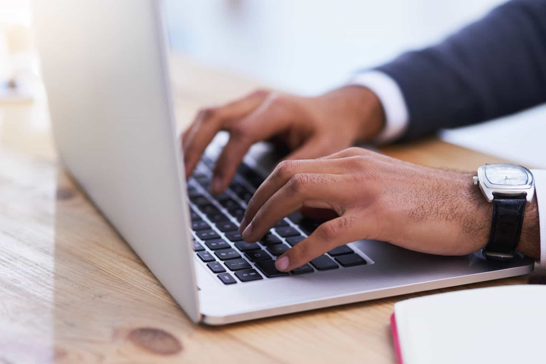 Attorney working on computer